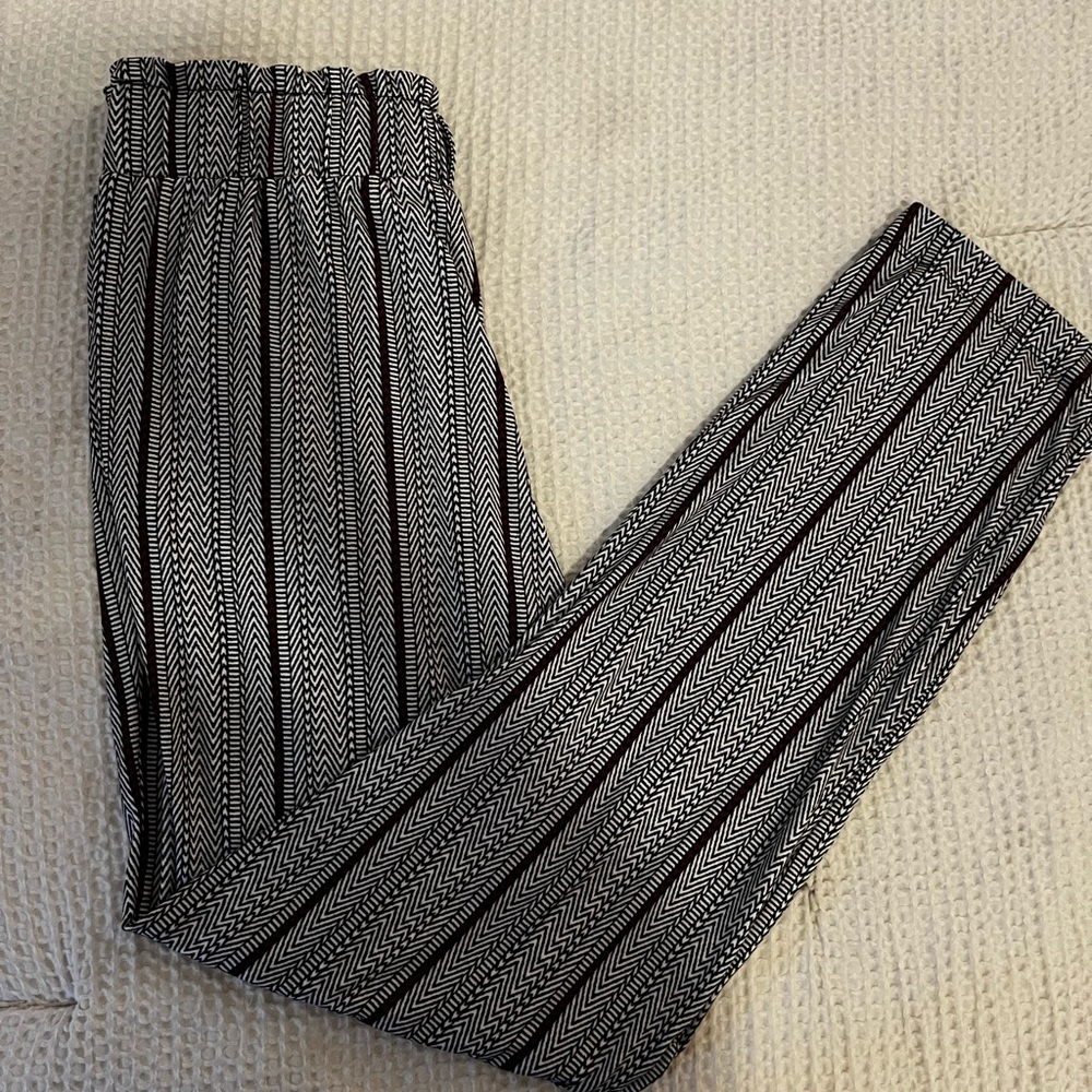 Black White Maroon Boho Patterned Comfy Lounge Pants Joe Benbasset Size Small